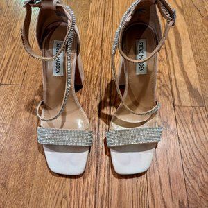 Steve Madden Tan Suede, Diamond Studded 3" heels Wedding Holiday